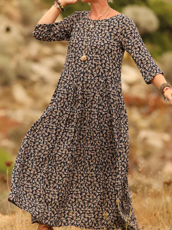 Comfortable Pleated Cotton and Linen Dress