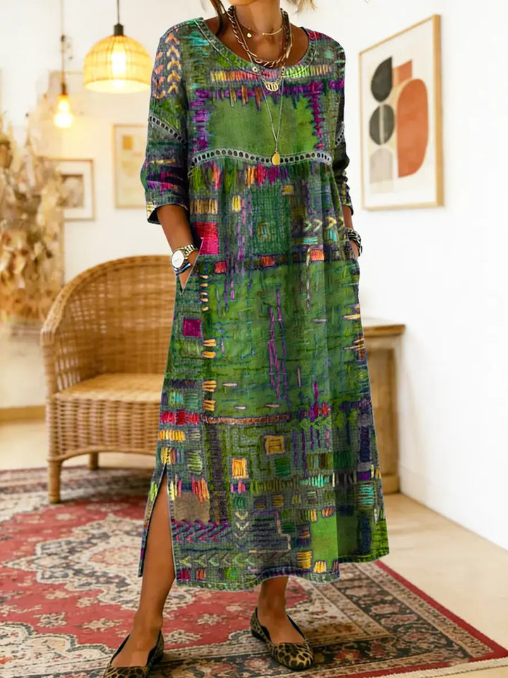 Amy | Denim Dress with Ethnic Patchwork