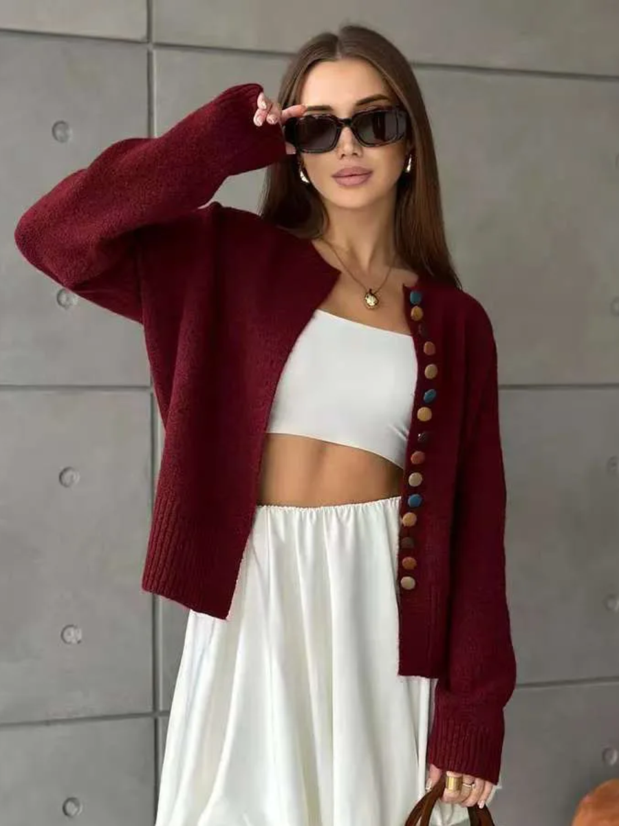 BUTTON-ACCENT CARDIGAN