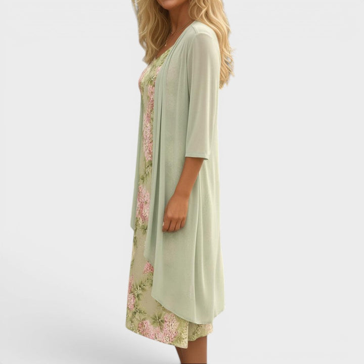 Lilliana | Soft Floral Layered Midi Dress