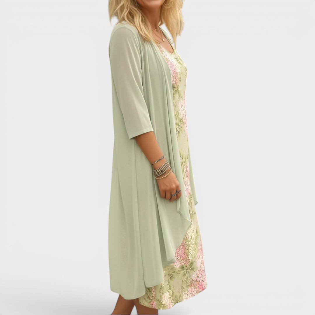 Lilliana | Soft Floral Layered Midi Dress