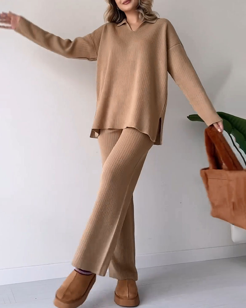 Casual knitted two-piece set