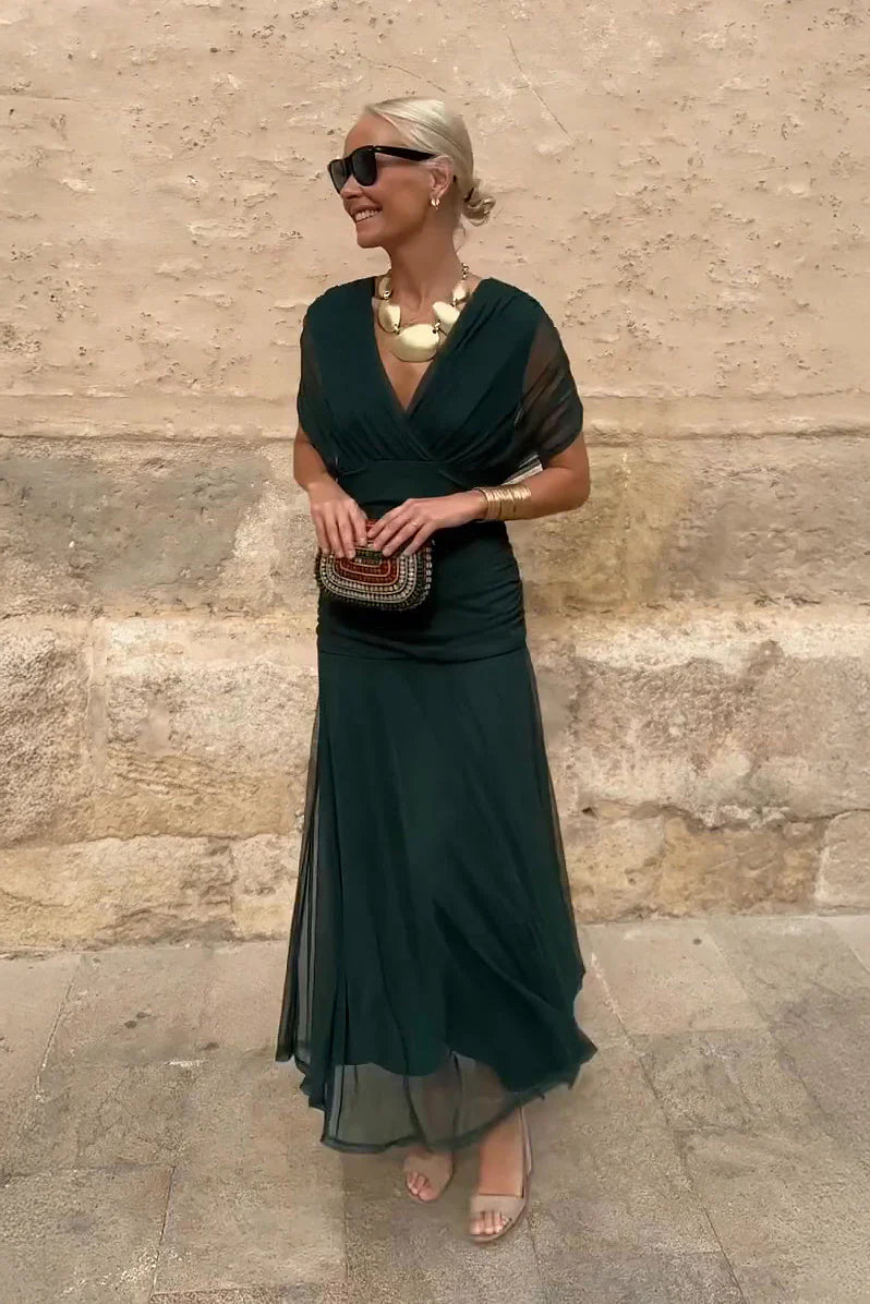 Elegant V-Neck Maxi Party Dress
