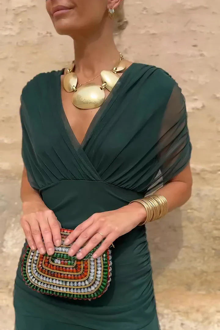 Elegant V-Neck Maxi Party Dress