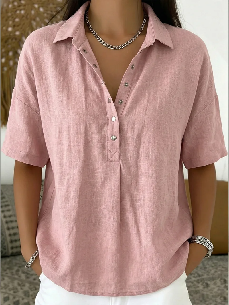 Amy I Blouse with Collar & Button Detail