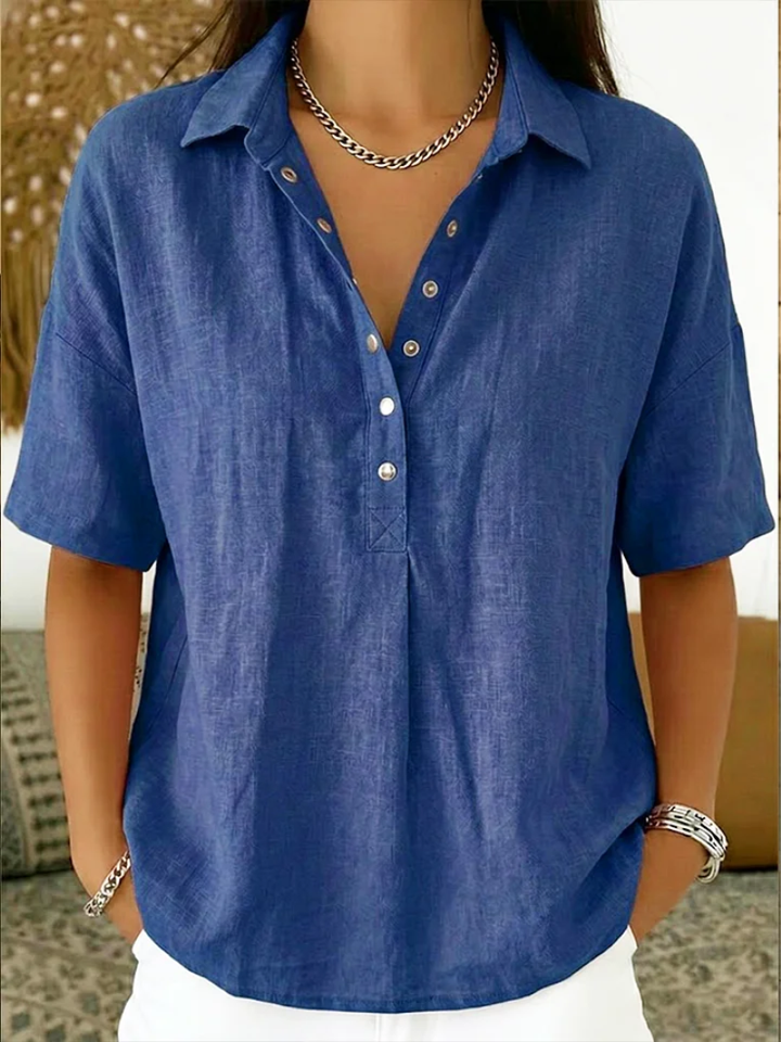 Amy I Blouse with Collar & Button Detail