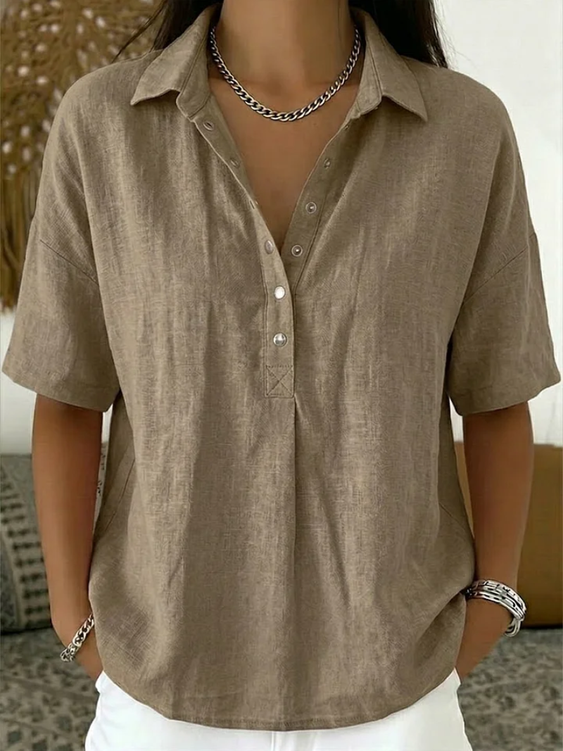 Amy I Blouse with Collar & Button Detail