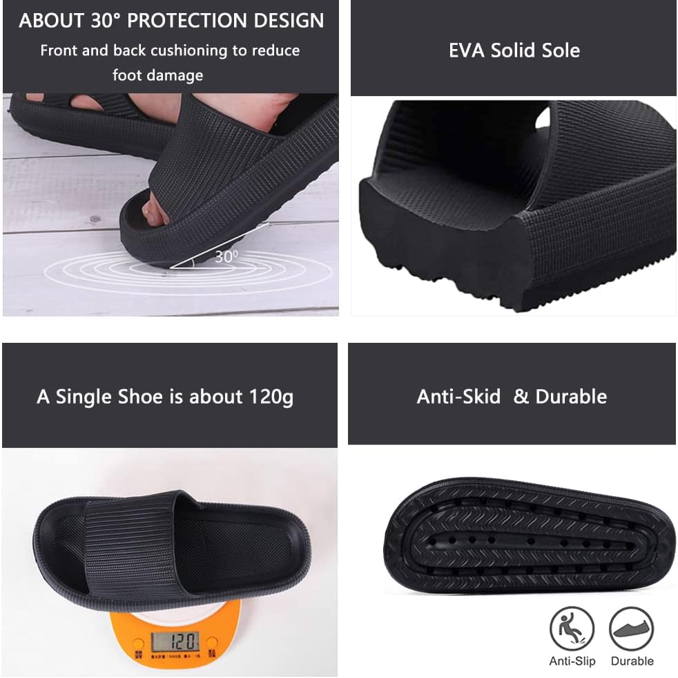 Pillow Slides Slippers for Women Men Cloud Slides Cloud Ultra-Soft Slippers Anti-Slip Open Toe House Slippers Unisex Bathroom Shower Pool Slides Comfortable Message Foam Summer Sandals Slippers