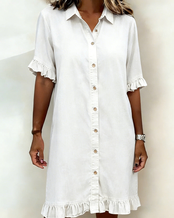 Comfortable Denim Dress with Flattering Ruching