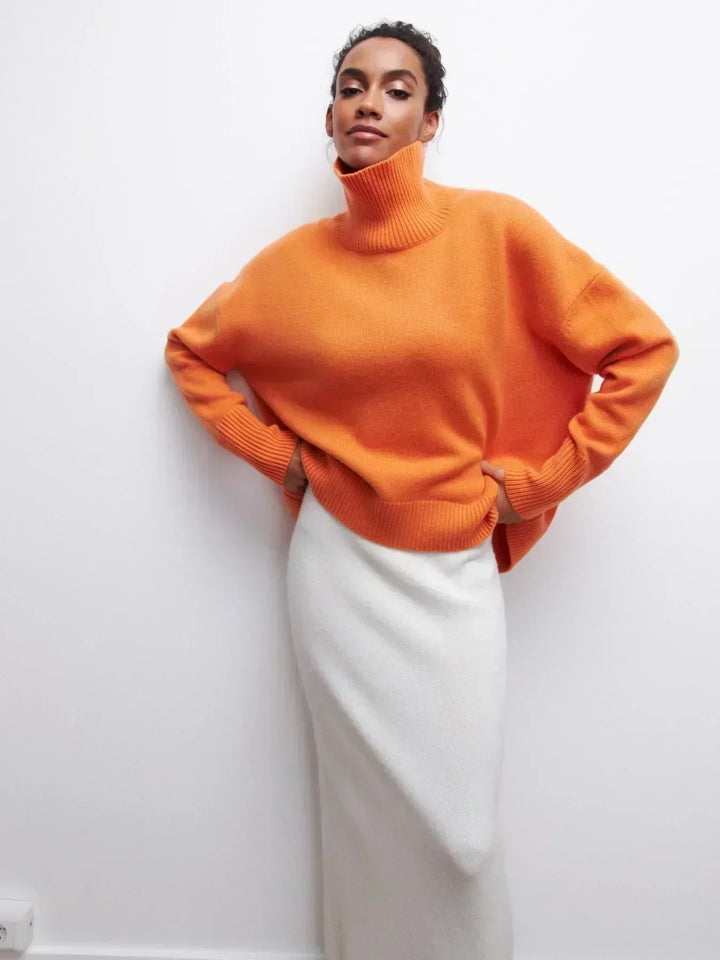 Elegant Oversized Turtleneck Knit Sweater