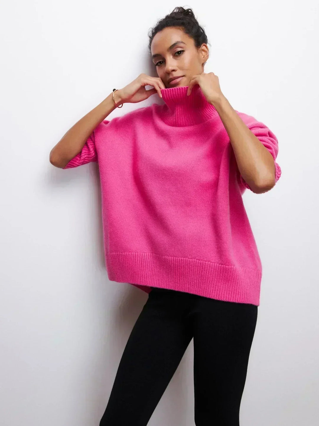 Elegant Oversized Turtleneck Knit Sweater