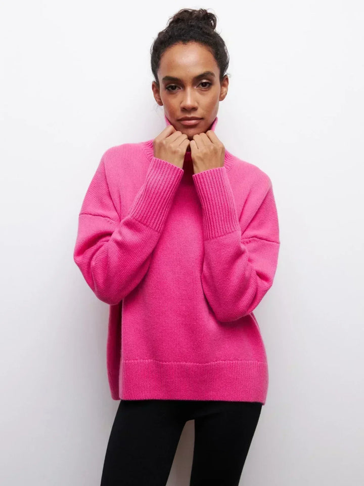 Elegant Oversized Turtleneck Knit Sweater