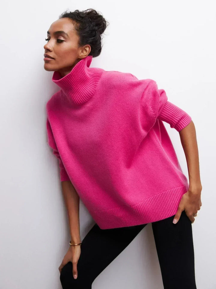 Elegant Oversized Turtleneck Knit Sweater