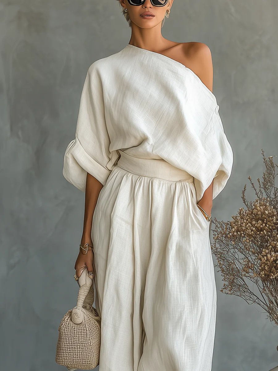 Lisa| Elegant One-Shoulder Two-Piece Set