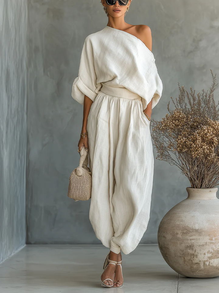 Lisa| Elegant One-Shoulder Two-Piece Set