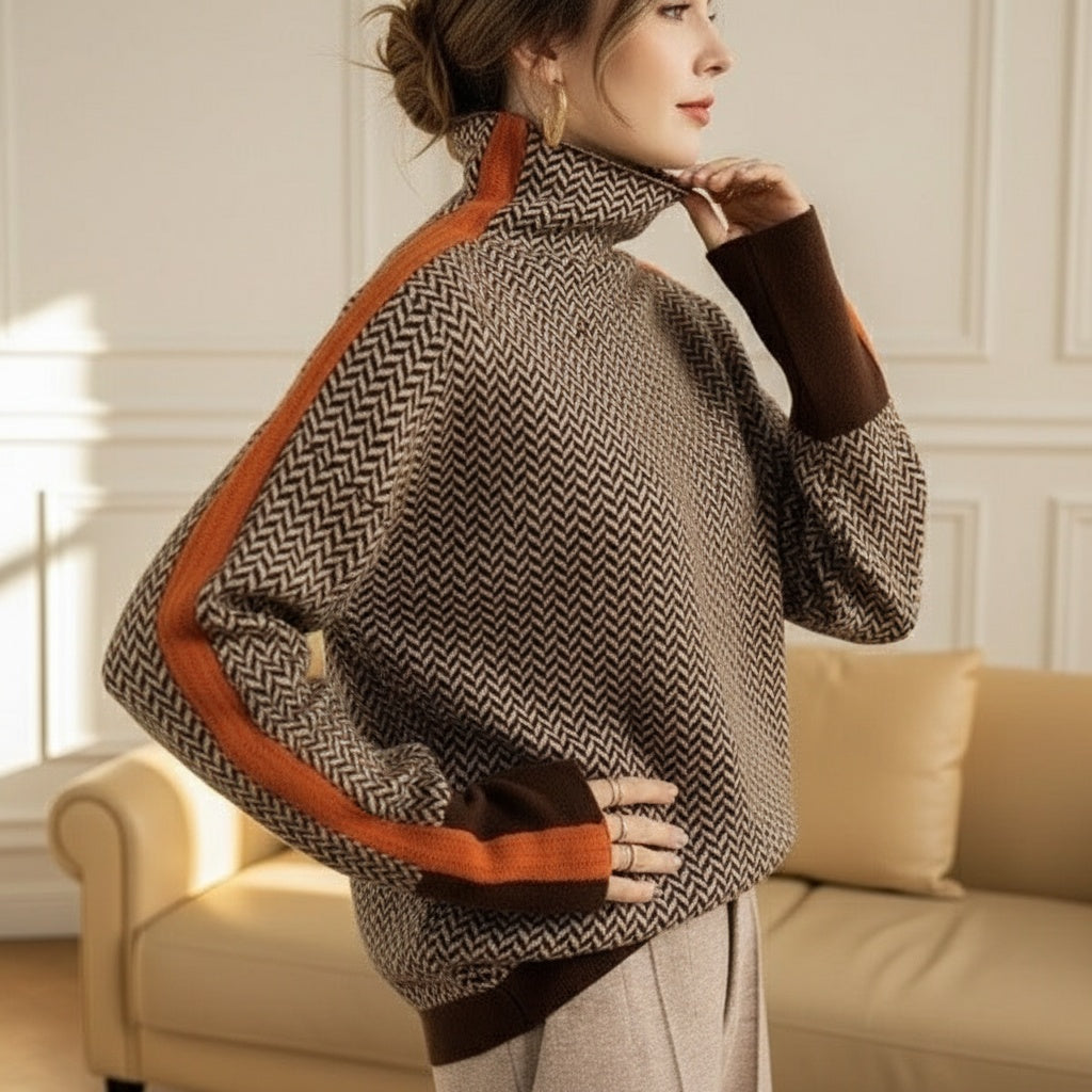 Herringbone Luxe Turtleneck