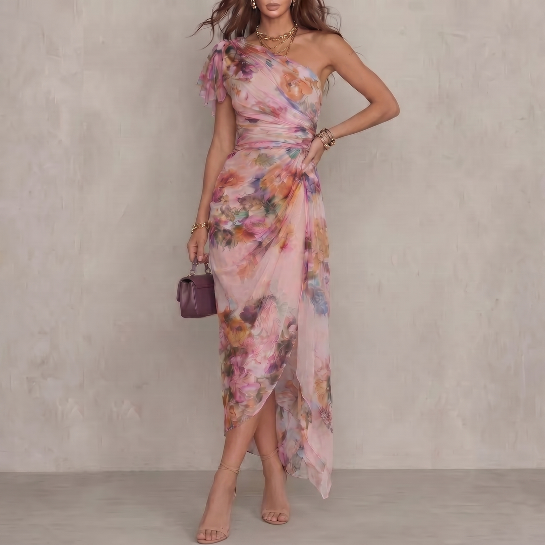 Celeste | One-Shoulder Floral Occasion Dress