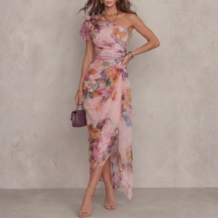 Celeste | One-Shoulder Floral Occasion Dress