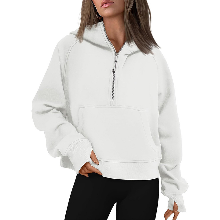 Zip Henley Acid Wash Fleece Hoodie