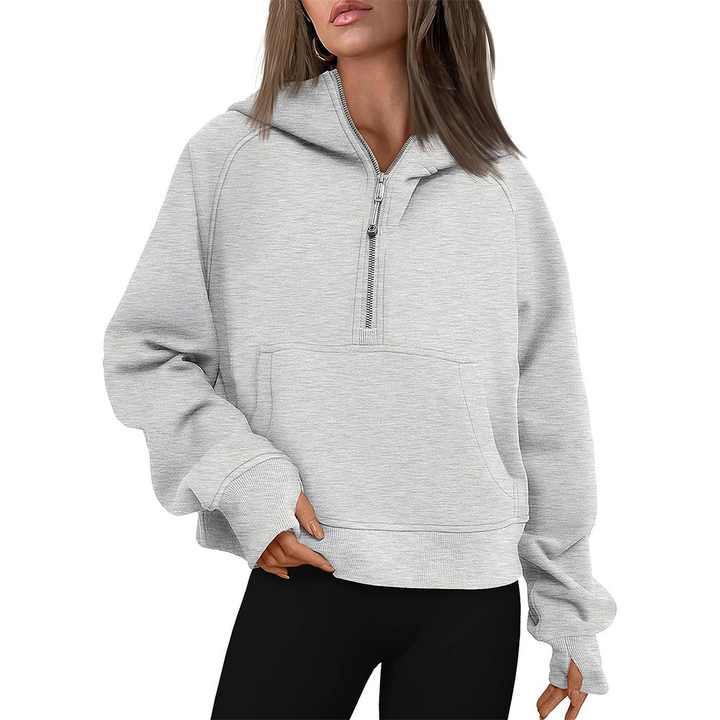 Zip Henley Acid Wash Fleece Hoodie