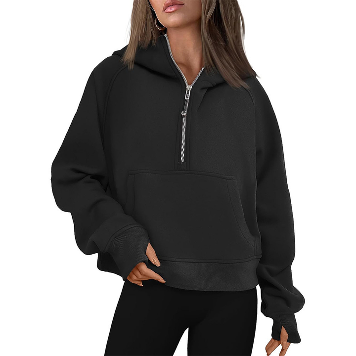 Zip Henley Acid Wash Fleece Hoodie