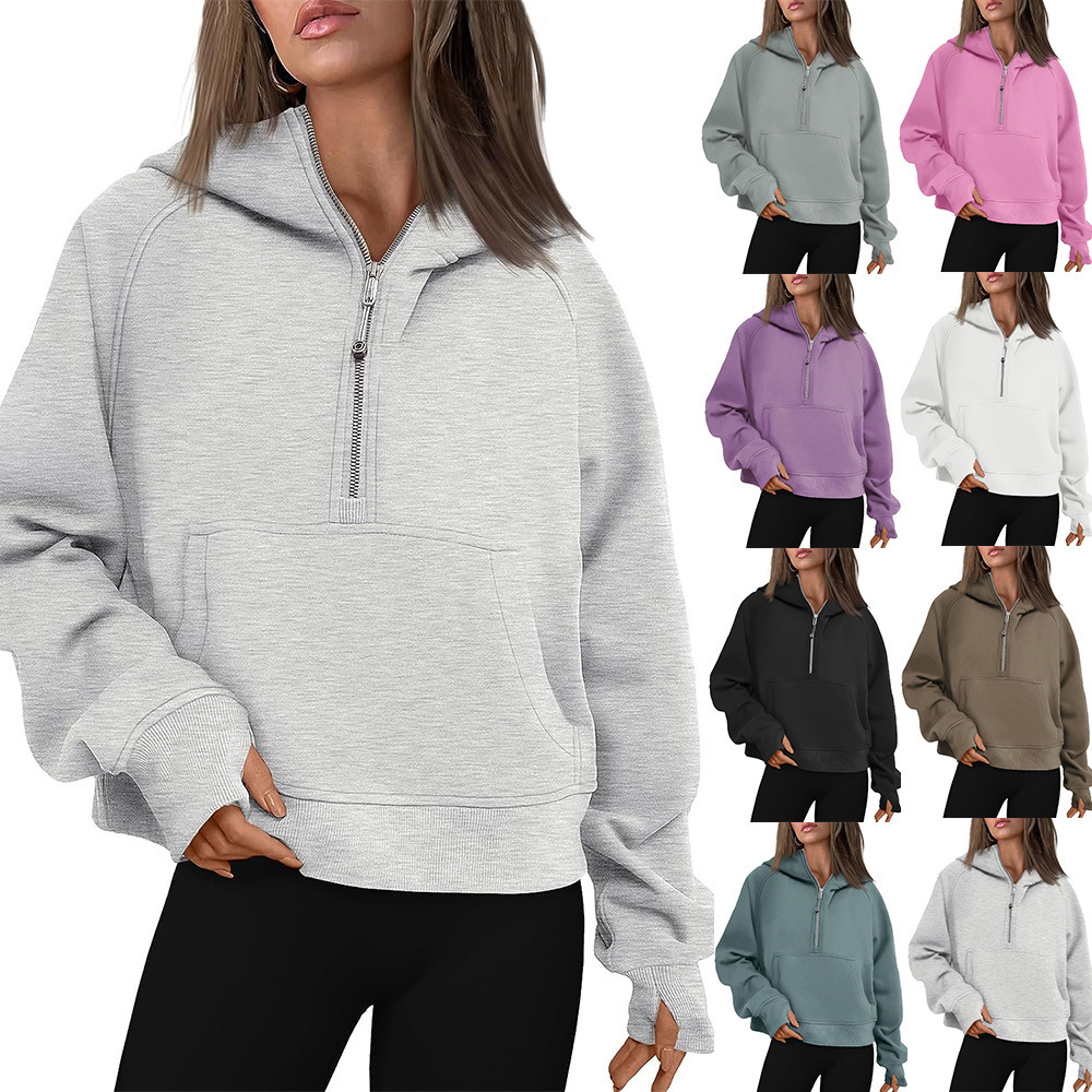 Zip Henley Acid Wash Fleece Hoodie